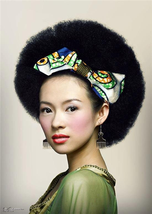 Asian Woman with Afro Hairstyle